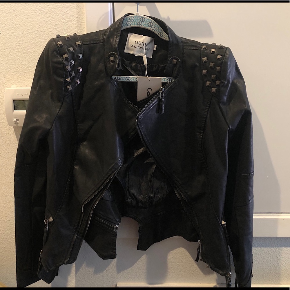 Faux leather jacket with special details